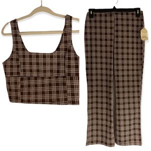 Altar’d State plaid crop top and pant set L